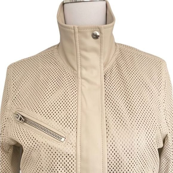 Blank NYC Imelda Perforated Moto Jacket Cream Size Small NWT - Picture 9 of 16